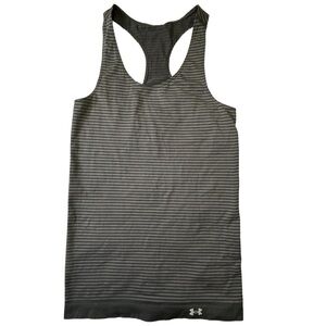 Under Armor Women’s Seamless Stripe Racer Back Tank Top In Black/Gray Sz.Small